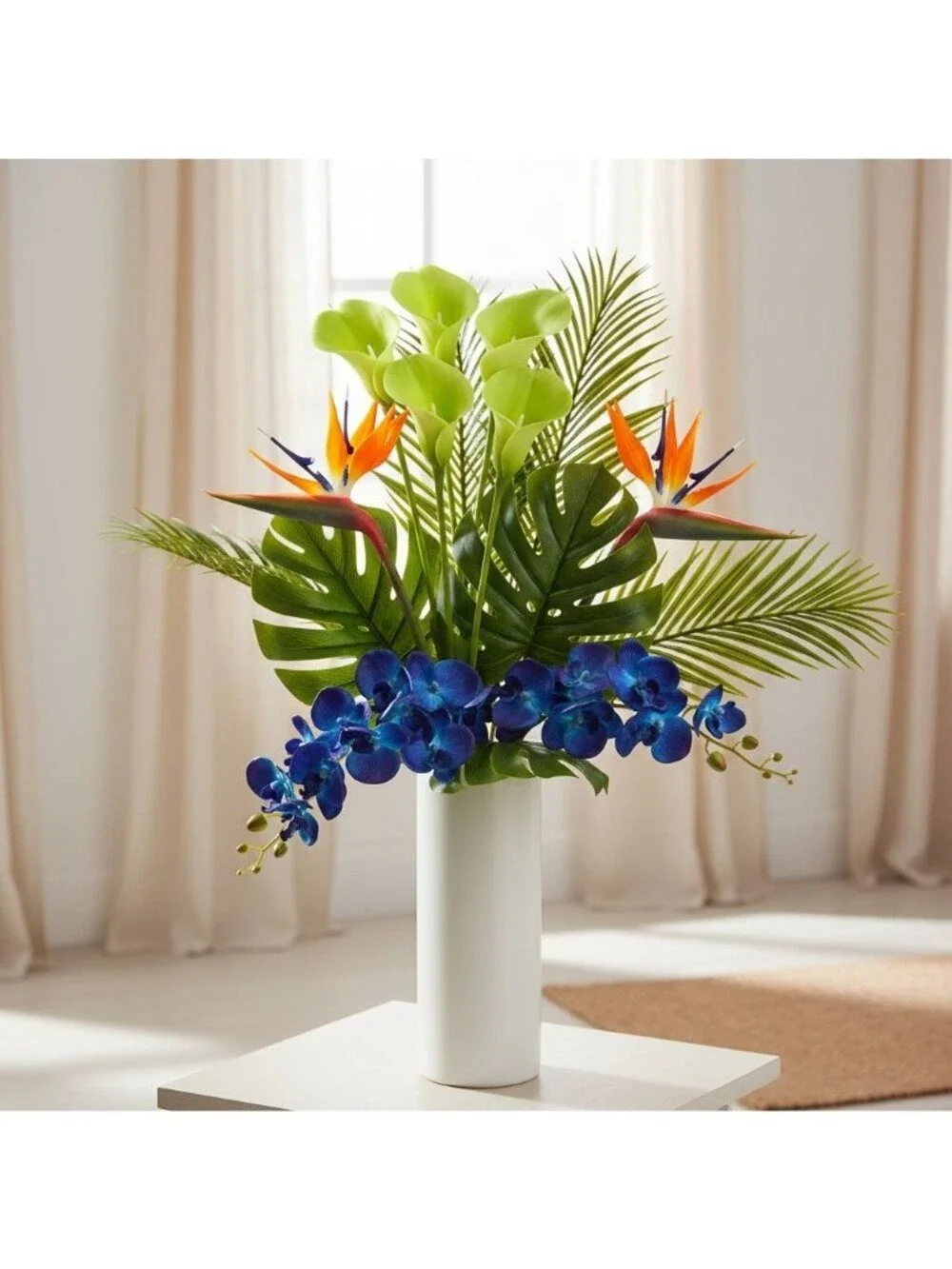 Artificial Green Calla Lily Stems, Real Touch Faux Flowers, 15 Inch, Set of 5